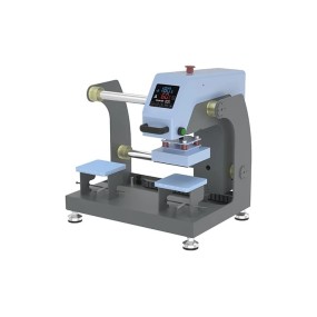 Double-station pneumatic press with sliding table for labels (15x15 cm)