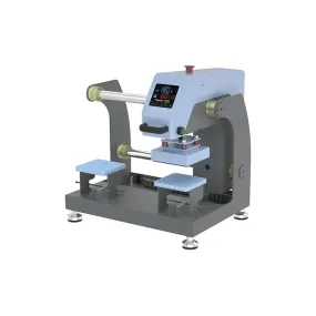 Pressa pneumatica a doppia stazione con piano scorrevole per etichette (15×15 cm)