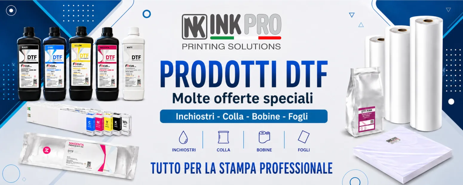 prodotti dtf inchiostri colla bobine fogli